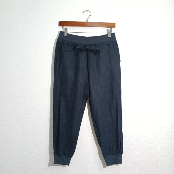 Love Tree Pants - Love tree happens... Navy Linen joggers